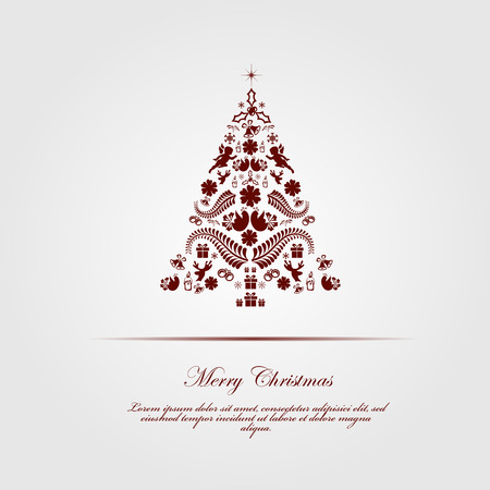 Vintage Christmas Card . Beautiful Christmas tree illustration. Vectorのイラスト素材