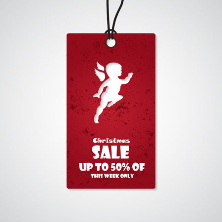 Merry Christmas sale background with angel. Vector illustration.のイラスト素材