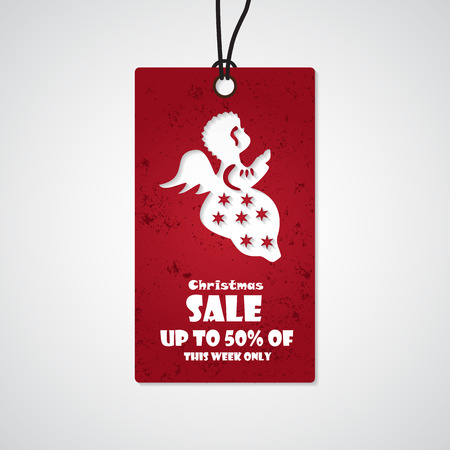 Merry Christmas sale background with angel. Vector illustration.のイラスト素材