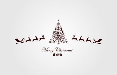 Vintage Christmas Card . Beautiful Christmas tree illustration. Vectorのイラスト素材