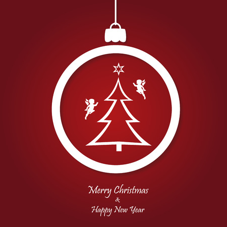 vector red christmas background. cut paper design. xmas cardのイラスト素材