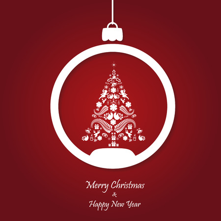 vector red christmas background. cut paper design. xmas cardのイラスト素材