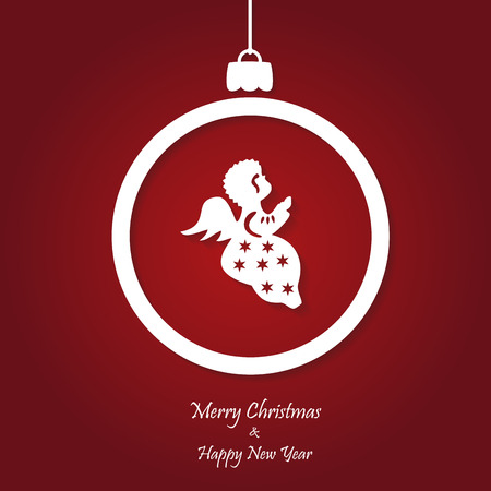 vector red christmas background. cut paper design. xmas cardのイラスト素材