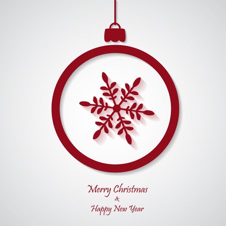 vector red christmas background with snowflakes. cut paper design. xmas cardのイラスト素材