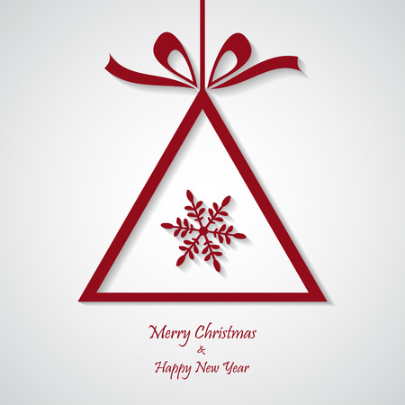 vector red christmas background with snowflakes. cut paper design. xmas cardのイラスト素材