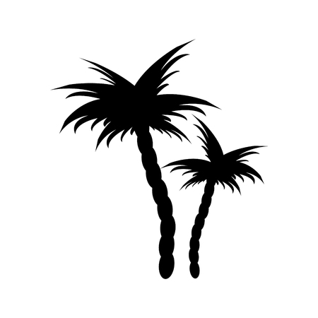 Vector illustrations silhouette of palm treesのイラスト素材