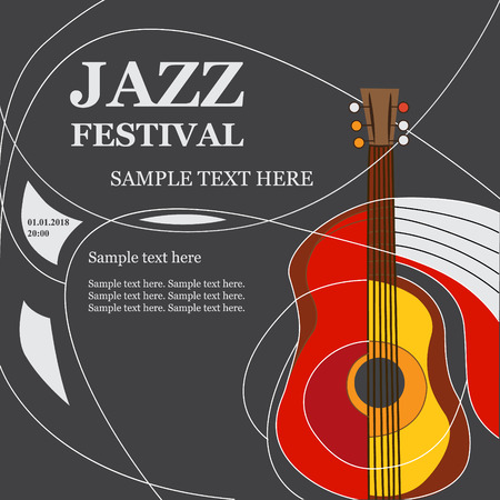 Template Design Poster with acoustic guitarのイラスト素材