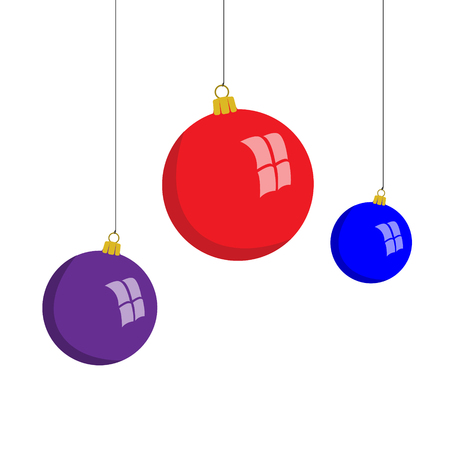 Colorful Christmas balls, vector illustration, flat styleのイラスト素材
