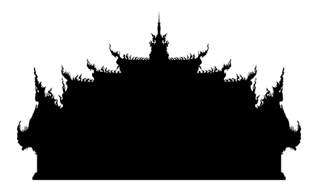 Ancient buddhist temple in Thailand. Black vector silhouette illustration.のイラスト素材