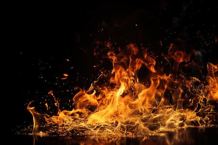 Illustration of fire flames on the black backgroundの素材