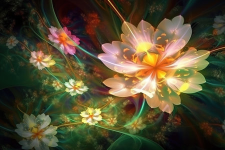 Painted like flowers. Colorful paintings. Beautiful floral background.の素材