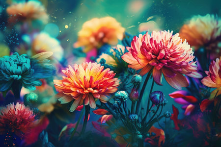 Painted like flowers. Colorful painting. Beautiful floral background. Spring meadow.の素材