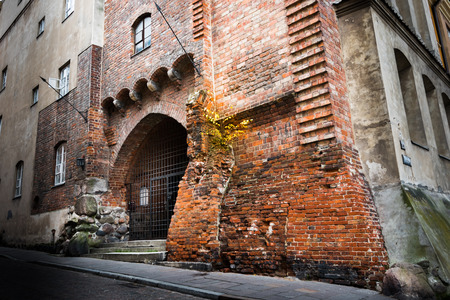 A brick wall in the Old Town of Warsaw, Poland