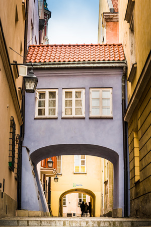 An old city gate in the Old Town of Warsaw, Polandの写真素材