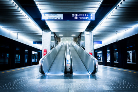 Escalators at the Central Station in Warsaw, Polandのeditorial素材