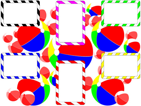 Background leaflet balloons and rainbow striped business cardsのイラスト素材