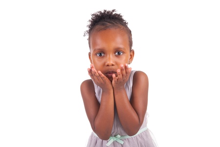 Adorable african little girl on white background