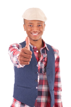 young African American student with a book isolatedの写真素材