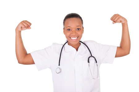 African american woman doctor a over white background, isolatedの写真素材