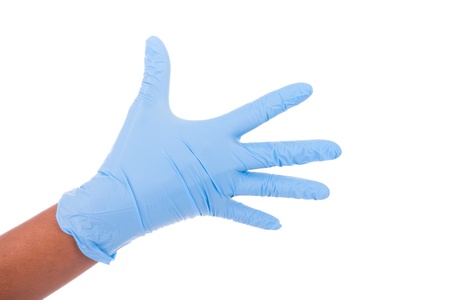african american doctor with gloves isolatedの写真素材
