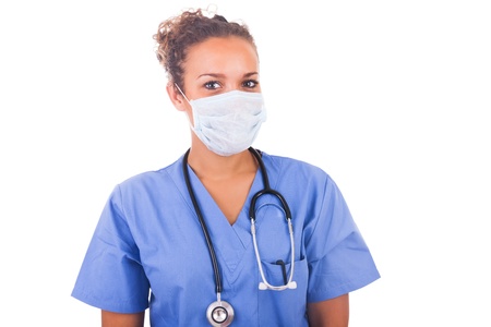 African young doctor with mask isolatedの写真素材