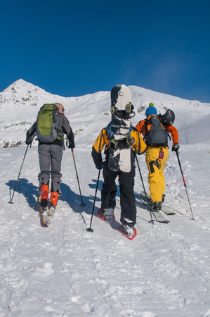 a group of young peple doing  mountaineering skisのeditorial素材