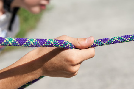 scrambled up rope for climbingの写真素材