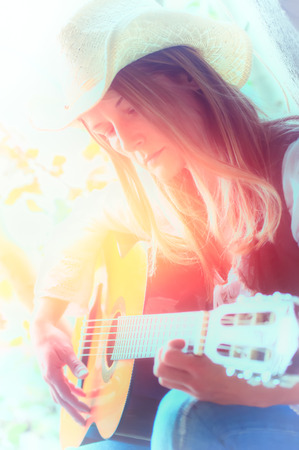 folk singer girlの写真素材