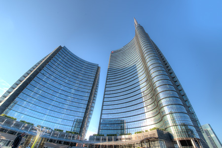 17 April 2014: New area to Milan Italy. Immediately following completed of the works by the modern...