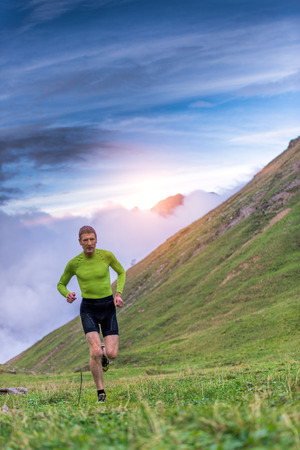 Running in mountainの写真素材
