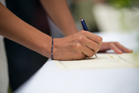 signatures during a wedding ceremonyの写真素材