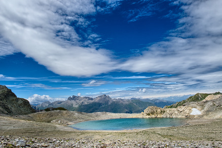 Blue lake of high mountains