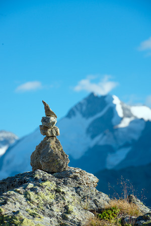 Mark of the right path in the high mountains