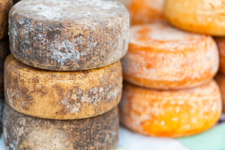 Forms of local cheese of mountainの写真素材