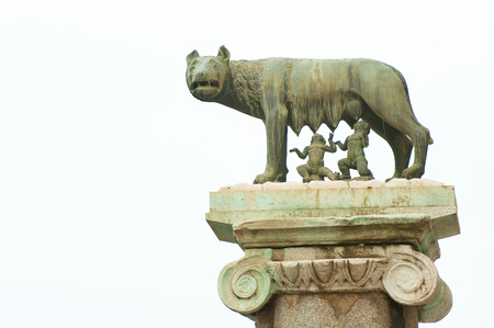 The Lupa Capitolina The wolf of Rome copy outside the Capitolの写真素材