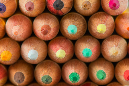 Close up of bits of colored pencils upの写真素材