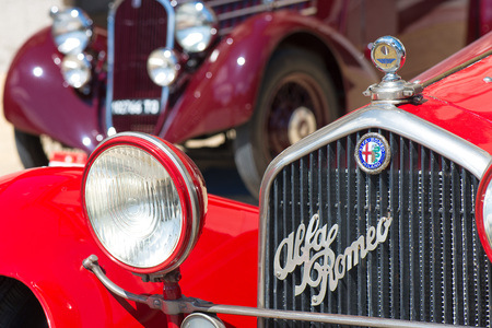 San Pellegrino Terme, Italy, 16 July 2017: Old Alfa Romeo car at vintage car showのeditorial素材