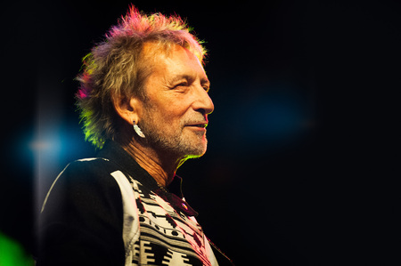 San Pellegrino Terme, Italy -13 August 2017: Vasco Rossi bassist Claudio Golinelli during a concert outdoor performanceのeditorial素材