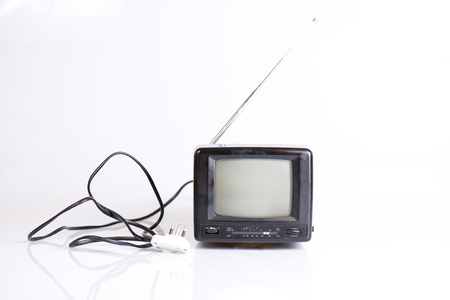 Small vintage black and white television.の写真素材