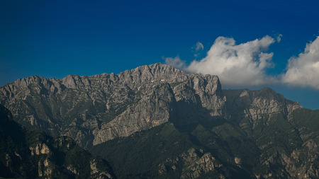 Monte Grigna above the city of Lecco in Italy.の写真素材