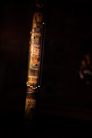 Valiha a stringed musical instrument typical of Madagascar. Illuminated on a black backgroundの写真素材