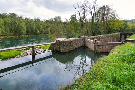 Leonardo da Vinci waterfall. On the river Addaの写真素材