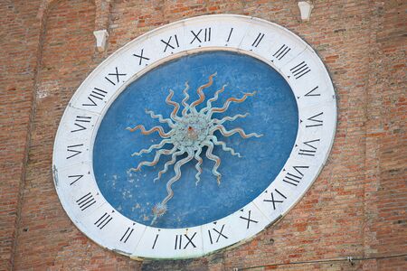 Chioggia. Italy. Mysteries Clock. The oldest tower in the world. in the bell tower of Sant'Andreaの写真素材