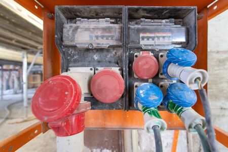 Industrial power outlets at a construction site