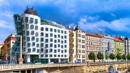 Prague, Czech Republic - 5 September 2019: Palaces and dancing house in Prague. Czech Republicのeditorial素材