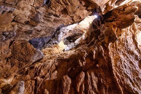 Limestone in underground caves frequented by speleologistsの写真素材