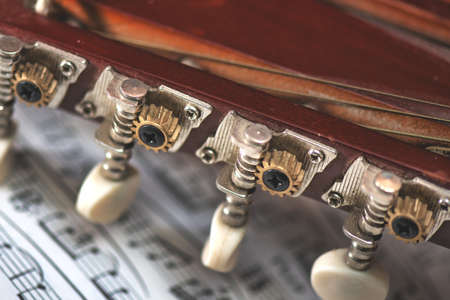 Detail of mandolin keys leaning on vanished
