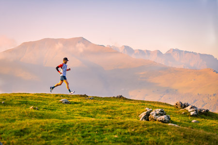 High altitude marathon runner during a training sessionの写真素材