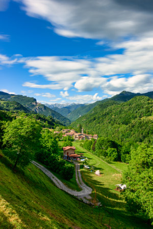 Oneta. Village in northern Italy that hosts the home of the mask of Harlequinの写真素材
