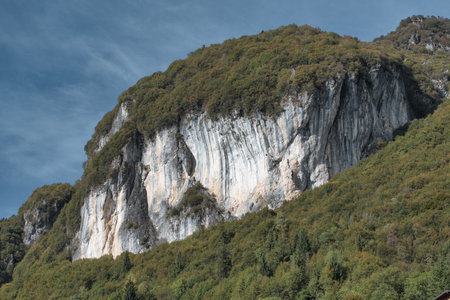 The rock cliff of Cornalba Bergamo Italyの写真素材